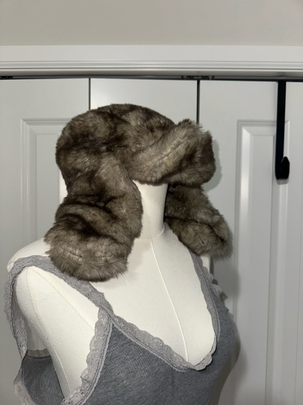 Faux Fur Trapper Hat in Taupe